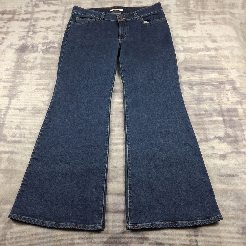 Levis Superlow Flare Jeans Womens 33x32 Dark Wash Blue Denim Y2K Low Rise A7454